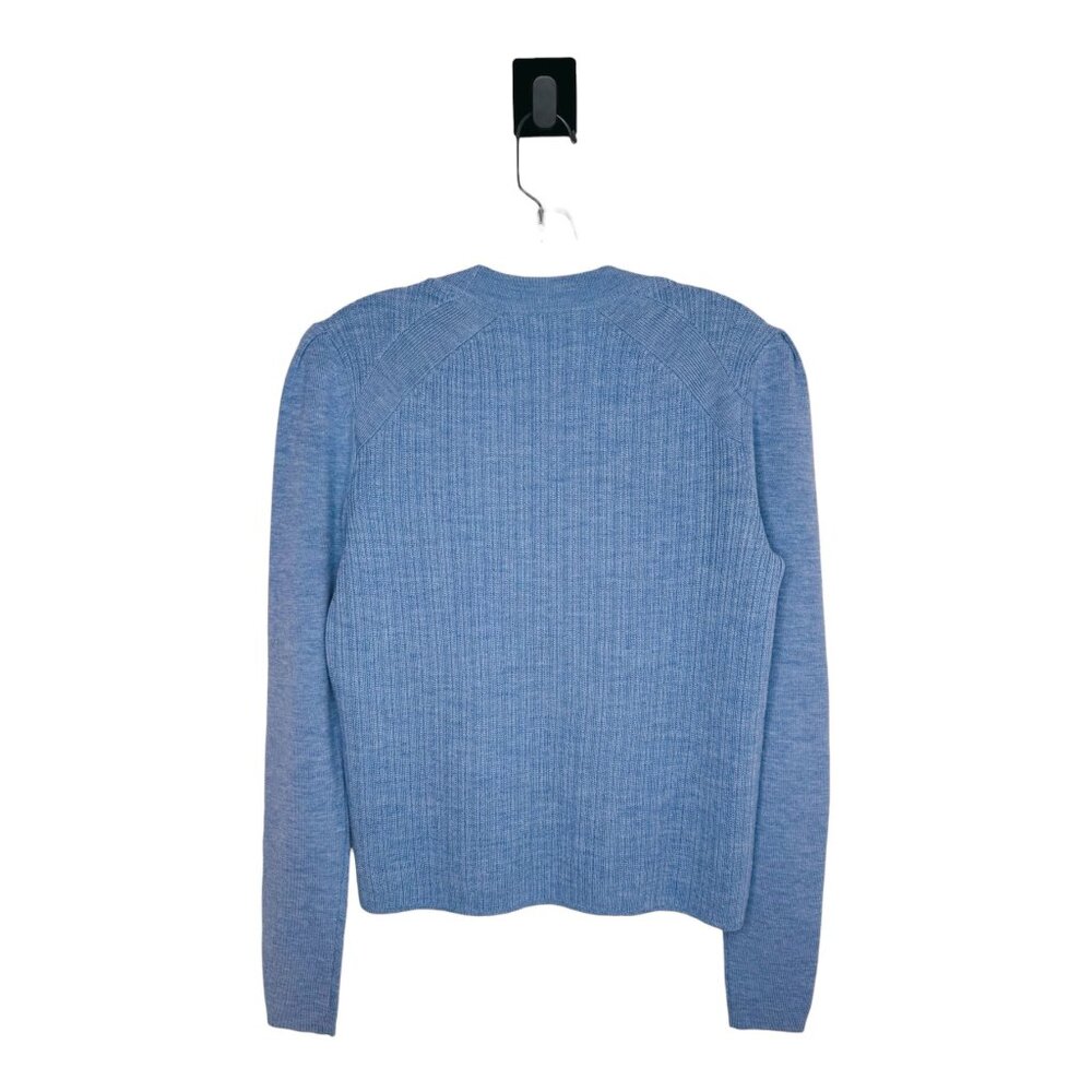 VERONICA BEARD Cornflower Blue Simi Wool Button-Shoulder Raglan Sweater - Picture 3 of 6